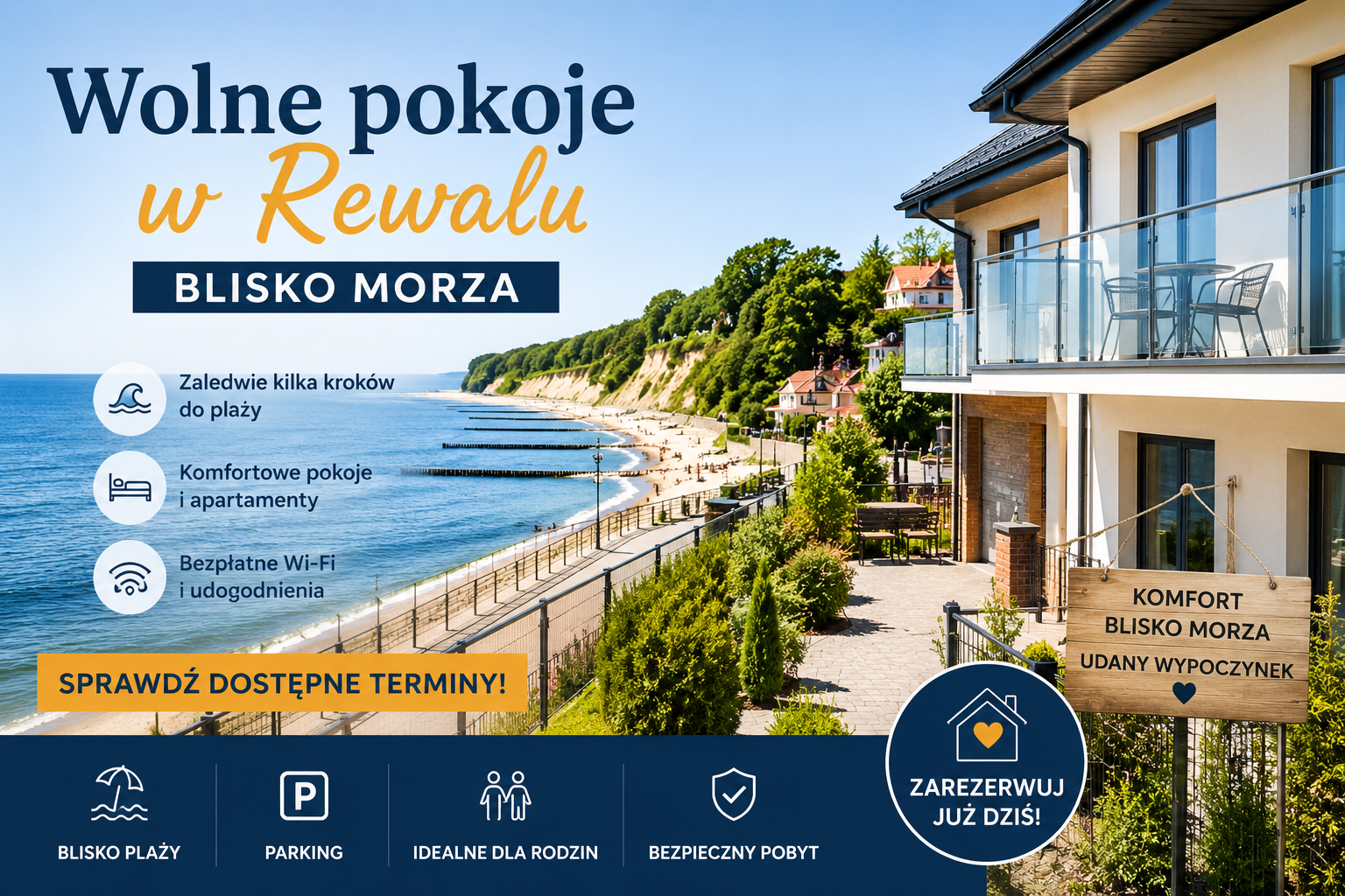 Wolne pokoje w Rewalu blisko morza